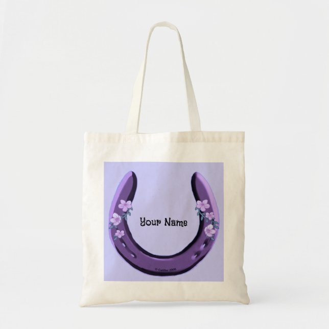 Purple Flower Horseshoe  tote bag (Front)