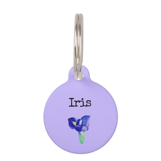Purple Flower Iris Pet ID Tag (Front)