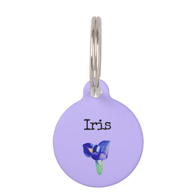 Purple Flower Iris Pet ID Tag