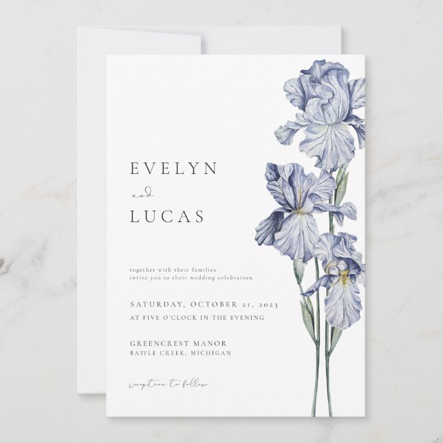 Purple Flower Iris Wedding Invitation Spring  (Front)