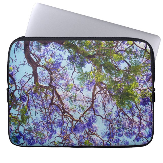 Purple Flower Jacaranda Tree Oil Art, Laptop Sleeve (Front)