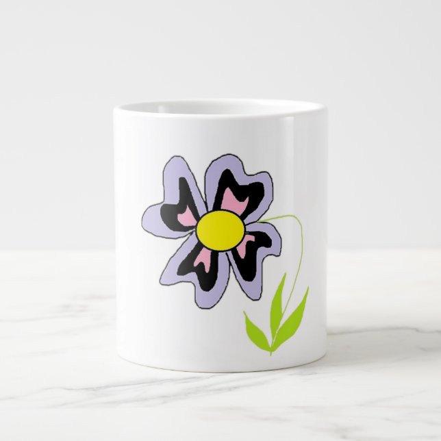 purple flower large coffee mug (Front)