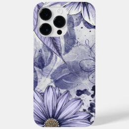 Purple Flower Leaf Watercolor Handdrawing Case-Mate iPhone 14 Pro Max Case
