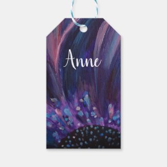 Purple  Flower Leaves  Art Custom Gift Tag