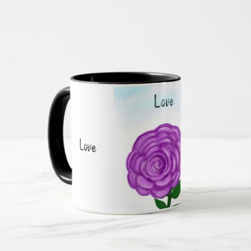 Purple Flower Love  Mugs