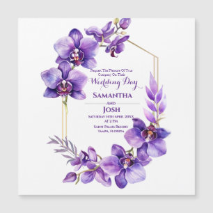 Purple Flower Magnetic Wedding Invitation