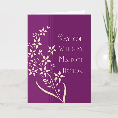 Purple Flower Maid of Honor Invitation Card