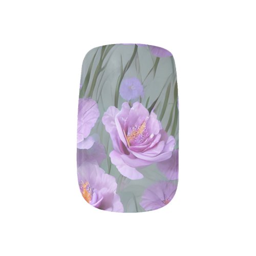 Purple Flower Meadow Pattern Minx Nail Art