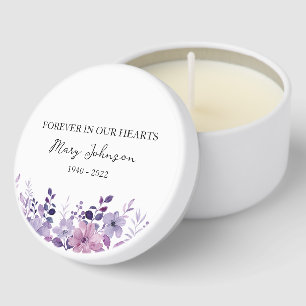 Purple Flower Memorial Funeral Mini Candle Favors