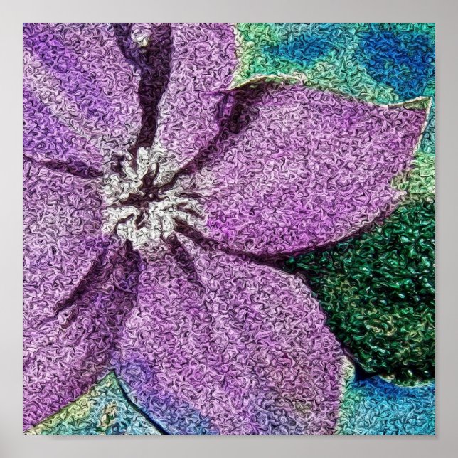 Purple Flower Mixed Media Digital Art Poster (Front)
