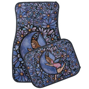 Purple Flower Moon Fairy Car Floor Mat