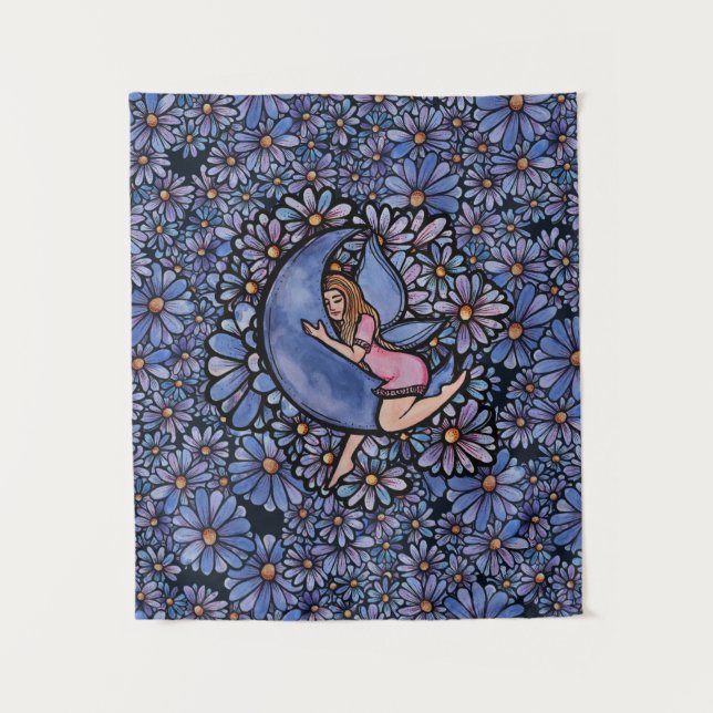 Purple Flower Moon Fairy                           Tapestry (Front)