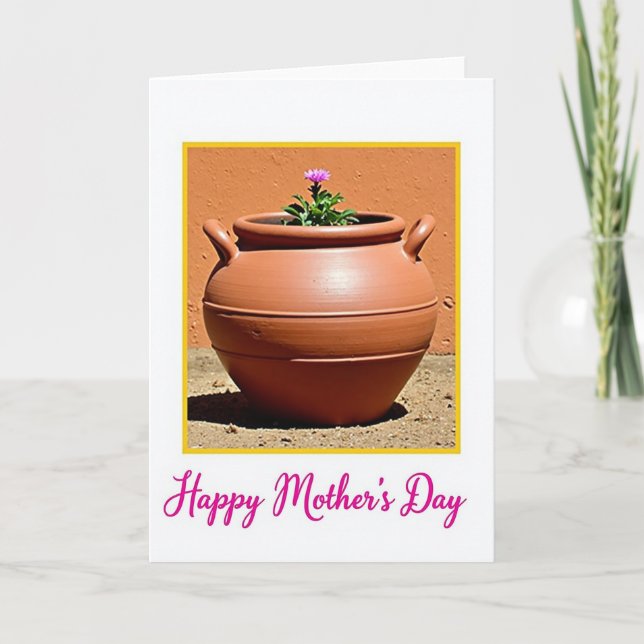 Purple Flower Mothers Day Pot Card (Front)
