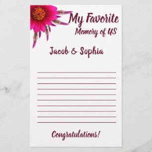 PURPLE FLOWER MY MEMORY BRIDAL SHOWER GAME CARD FLYER
