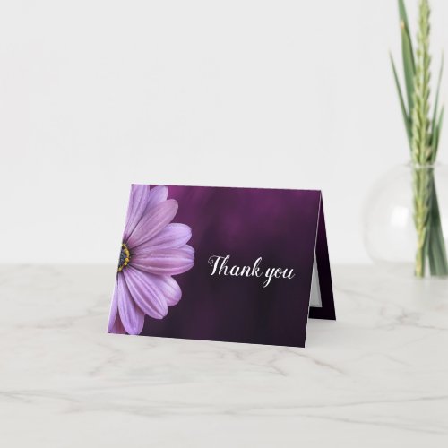 Purple Flower on Dark Mottled Color Blank Inside Thank You Card