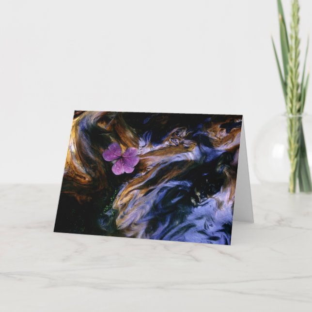 Purple Flower on Redwood Burl Card (Front)