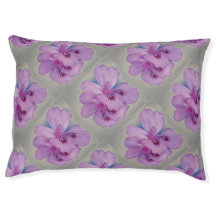Purple Flower on Silver Gray Dog Bed