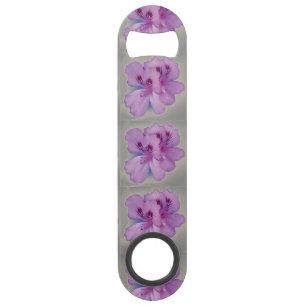 Purple Flower on Silver Gray Speed Bottle Opener