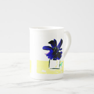 Purple flower on yellow table by Ruth Spector Bone China Mug