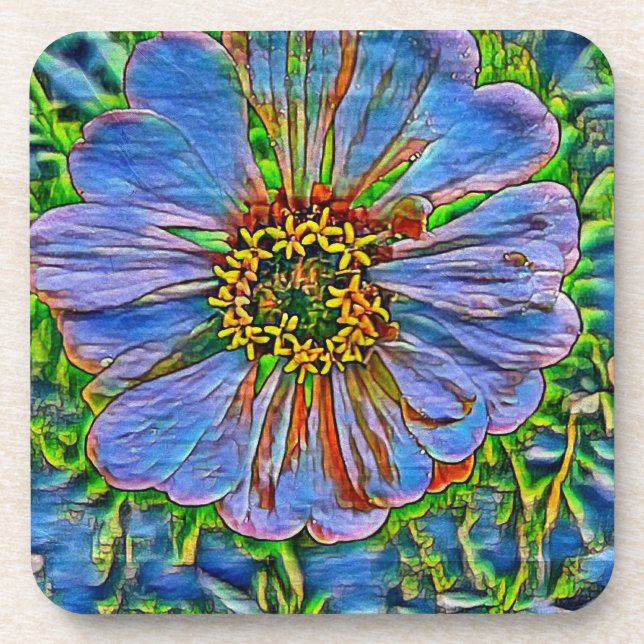 Purple flower painting beverage coaster (Front)
