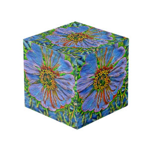 Purple flower painting cube