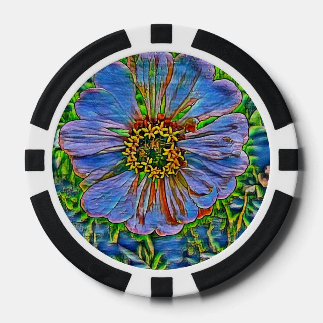 Purple flower painting poker chips (Front)