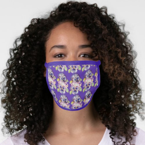 Purple Flower Pansy Floral Pattern Face Mask