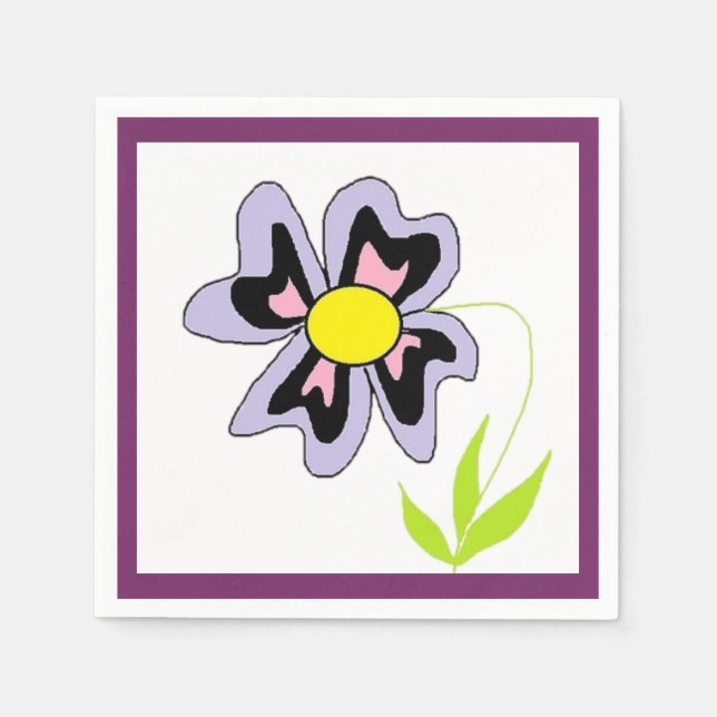 PURPLE FLOWER PAPER NAPKINS (Front)
