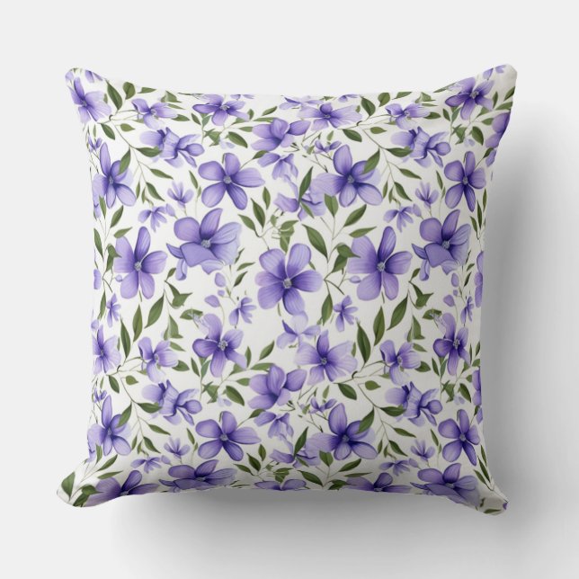 Purple Flower Passion Throw Pillow (Front)