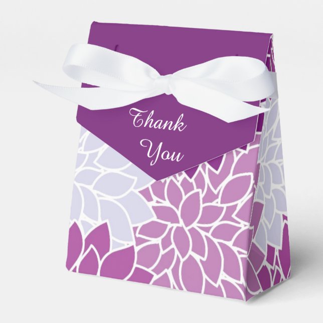 Purple Flower Pattern Thank You Favor Boxes (Front Side)