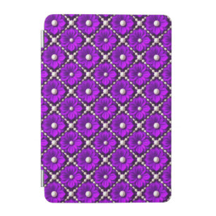 Purple Flower Pattern With Pearl Beads iPad Mini Cover