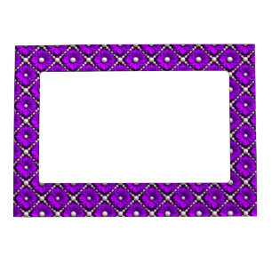 Purple Flower Pattern With Pearl Beads Magnetic Frame