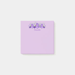 Purple Flower Personalized Post it Notes 3x3