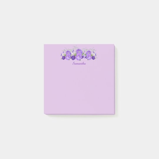 Purple Flower Personalized Post it Notes 3x3