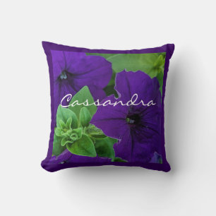 Purple Flower Photo Bible Verse Positive Thinking Throw Pillow