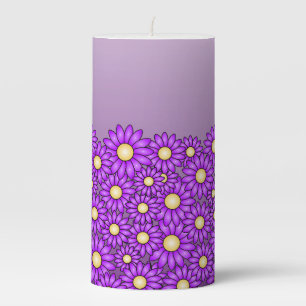 Purple  Flower Pillar Candle