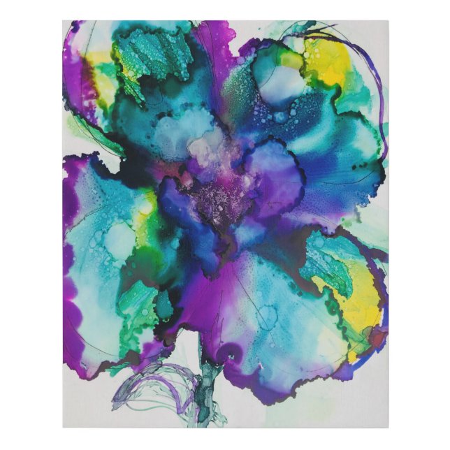 Purple Flower Power Faux Canvas Print (Front)
