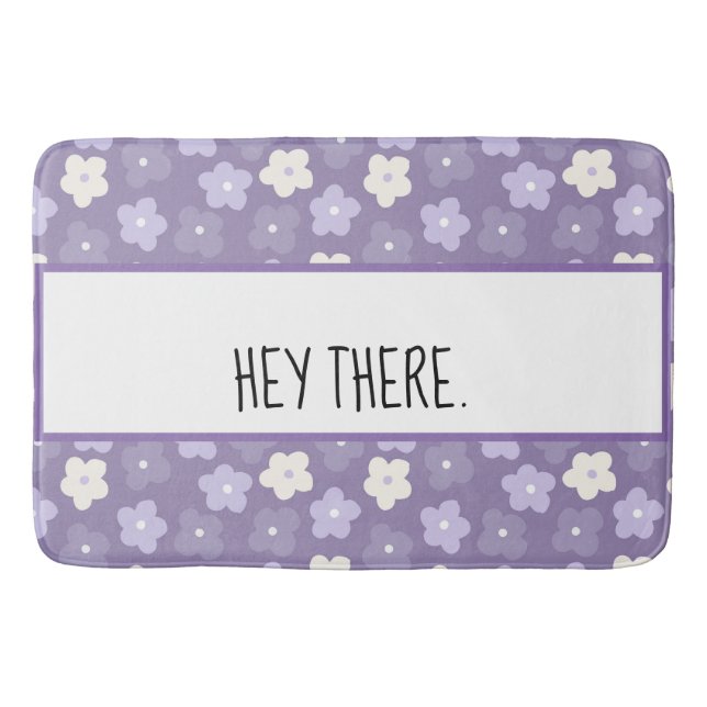 Purple Flower Power Personalized Bath Mat (Front)