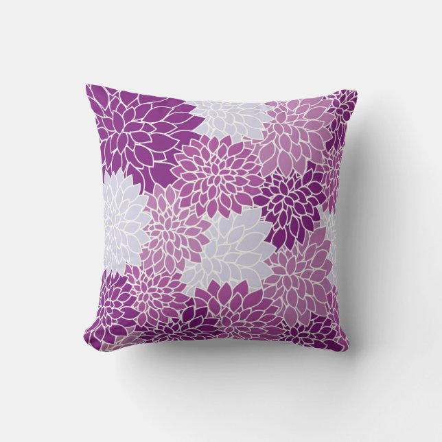 Purple  Flower Power throw pillow Lighthouse Route (Front)