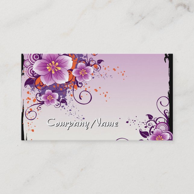 Purple Flower Prairie Rose Business Card (Front)