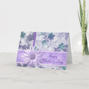 Purple flower print happy mother's day card