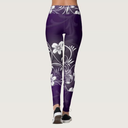 Purple flower print leggings Waveline design