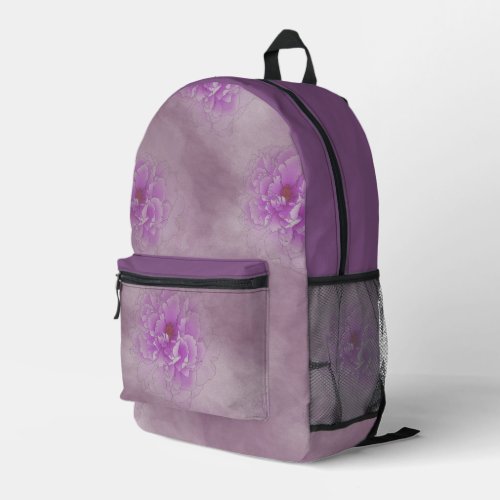 Purple Flower Printed Backpack