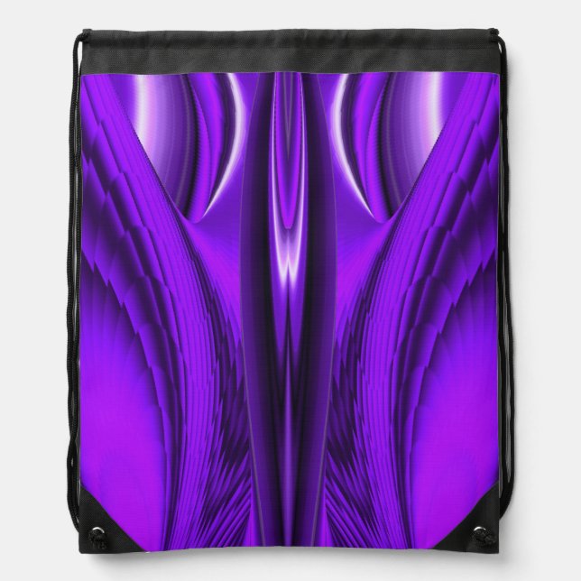 Purple Flower Rainbow Dreams , Angel Wings Drawstring Bag (Front)