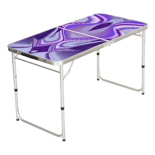 Purple Flower Rainbow Dreams Beer Pong Table (Angled)