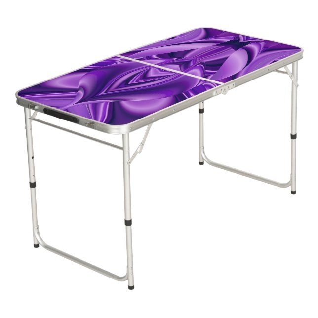 Purple Flower Rainbow Dreams Beer Pong Table (Angled)