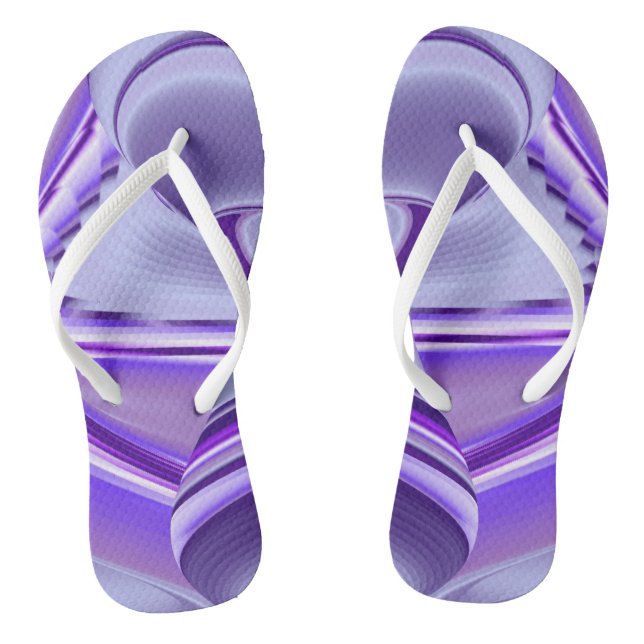 Purple Flower Rainbow Dreams Flip Flops (Footbed)