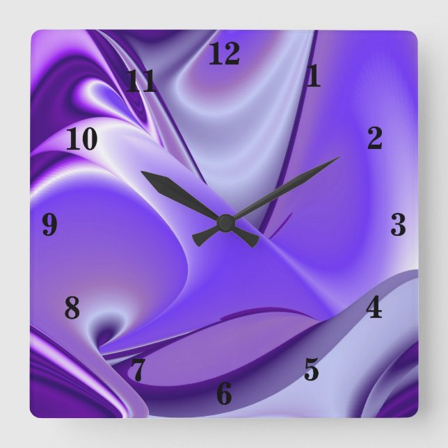 Purple Flower Rainbow Dreams Square Wall Clock (Front)