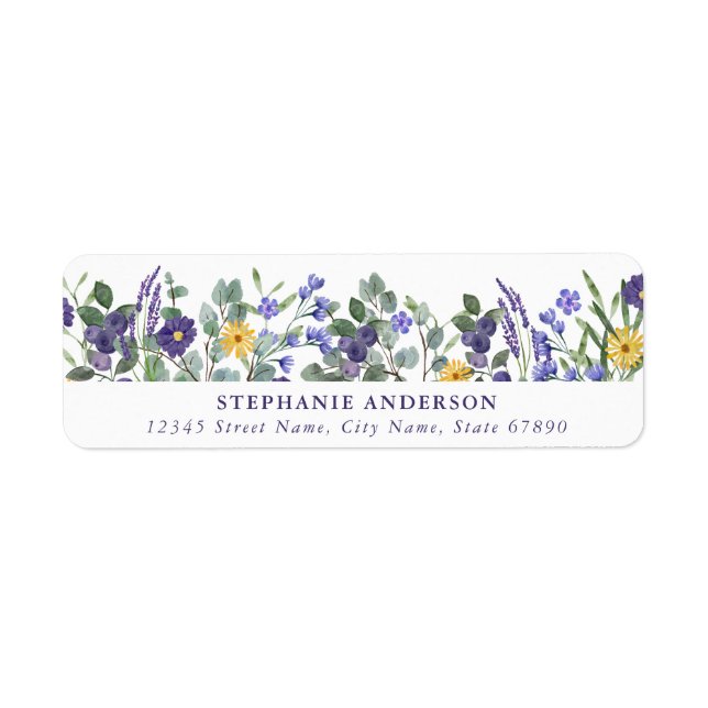 Purple Flower Return Address Labels (Front)