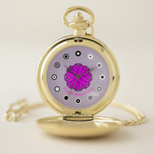 Purple Flower Ribbon (Bf) by K Yoncich Pocket Watch